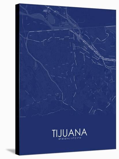 Tijuana, Mexico Blue Map-null-Stretched Canvas