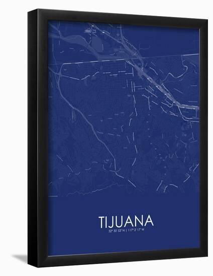 Tijuana, Mexico Blue Map-null-Framed Poster