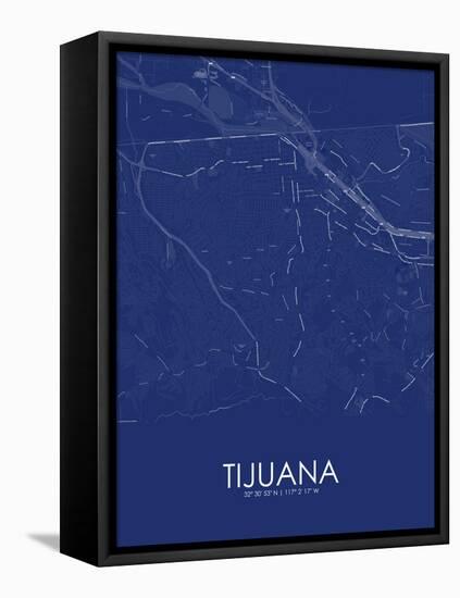 Tijuana, Mexico Blue Map-null-Framed Stretched Canvas