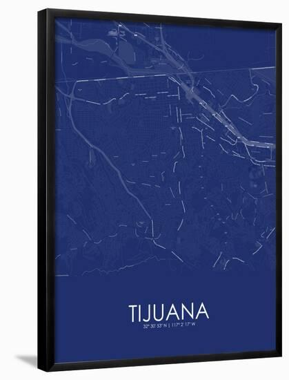 Tijuana, Mexico Blue Map-null-Framed Poster