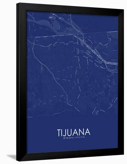 Tijuana, Mexico Blue Map-null-Framed Poster