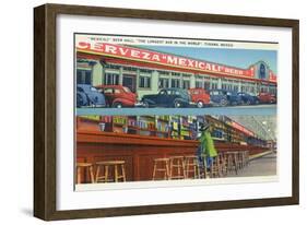 Tijuana, Mexico - Mexicali Beer Hall, Longest Bar in World-Lantern Press-Framed Art Print