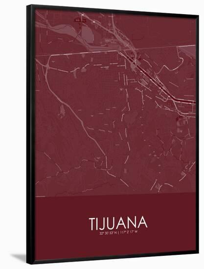 Tijuana, Mexico Red Map-null-Framed Poster