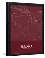 Tijuana, Mexico Red Map-null-Framed Poster