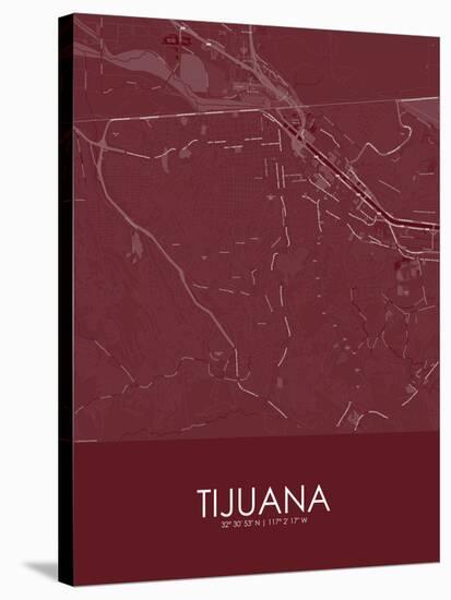 Tijuana, Mexico Red Map-null-Stretched Canvas