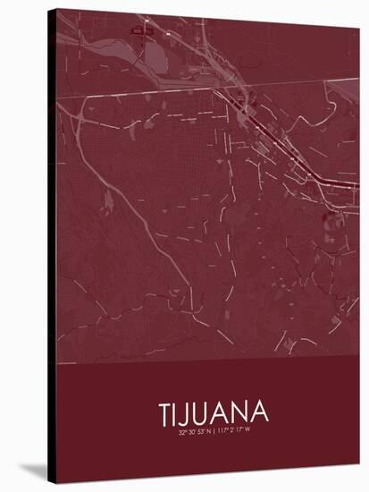 Tijuana, Mexico Red Map-null-Stretched Canvas