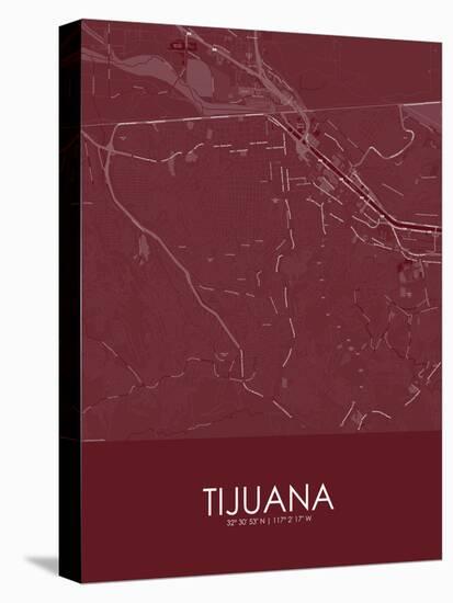 Tijuana, Mexico Red Map-null-Stretched Canvas