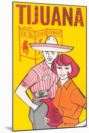 Tijuana Travel Poster with Gringos-null-Mounted Art Print