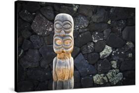 Tiki at Pu'uhonua O Honaunau National Historic Park, City of Refuge, Kona Coast, Hawaii, USA-Russ Bishop-Stretched Canvas