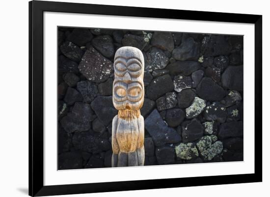 Tiki at Pu'uhonua O Honaunau National Historic Park, City of Refuge, Kona Coast, Hawaii, USA-Russ Bishop-Framed Premium Photographic Print