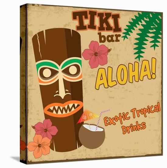 Tiki Bar Vintage Poster-radubalint-Stretched Canvas