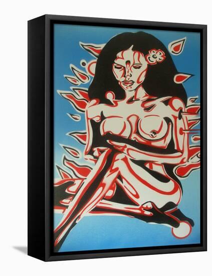 Tiki Girl-Abstract Graffiti-Framed Stretched Canvas