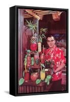 Tiki Man with Exotic Drinks, Retro-null-Framed Stretched Canvas