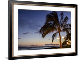 Tiki Torches at Sunset on Poipu Beach, Kauai, Hawaii, United States of America, Pacific-Michael DeFreitas-Framed Photographic Print