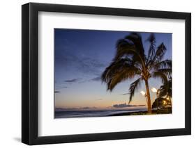 Tiki Torches at Sunset on Poipu Beach, Kauai, Hawaii, United States of America, Pacific-Michael DeFreitas-Framed Photographic Print