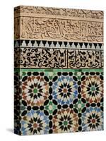 Tile and Stucco Decoration, Ali Ben Youssef Medersa, Marrakech (Marrakesh), Morocco, Africa-Bruno Morandi-Stretched Canvas