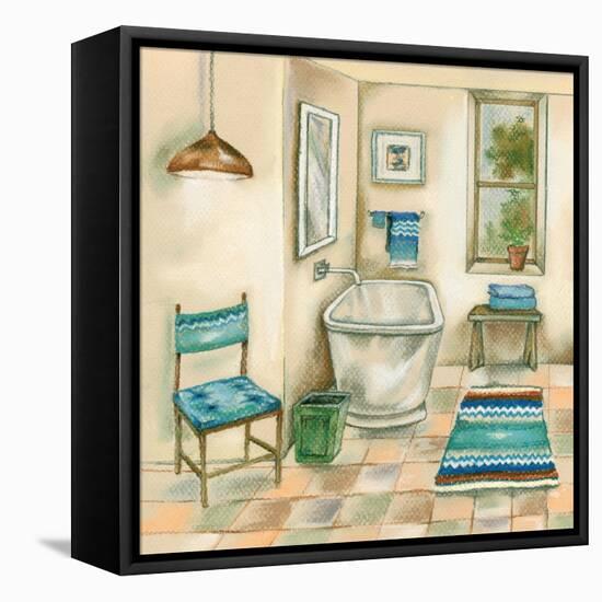 Tile Bath I-Margaret Ferry-Framed Stretched Canvas