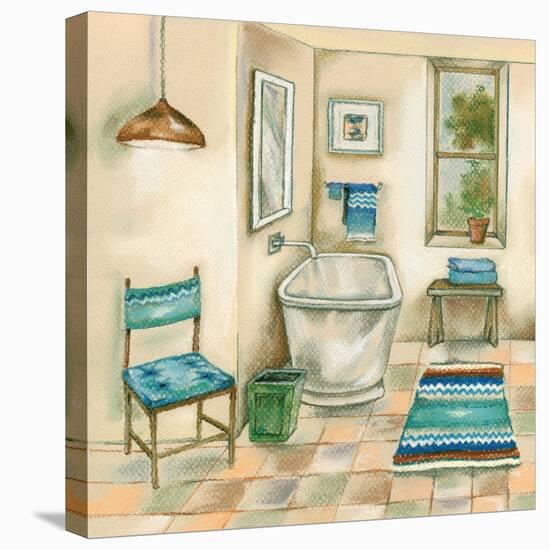 Tile Bath I-Margaret Ferry-Stretched Canvas