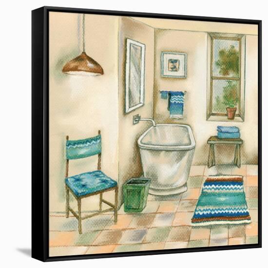 Tile Bath I-Margaret Ferry-Framed Stretched Canvas