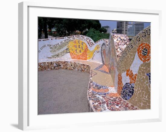 Tile Bench, Parque del Amor, Lovers Park, Miraflores District, Lima, Peru-Cindy Miller Hopkins-Framed Photographic Print