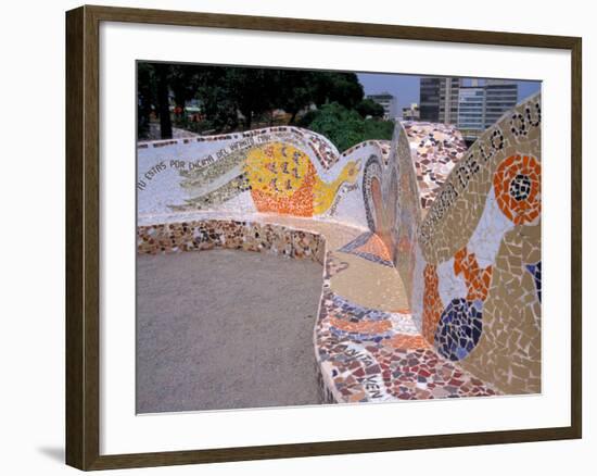 Tile Bench, Parque del Amor, Lovers Park, Miraflores District, Lima, Peru-Cindy Miller Hopkins-Framed Photographic Print