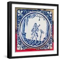 Tile Depicting a Bassoonist, 1706 (Faience)-French-Framed Premium Giclee Print