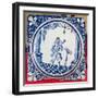 Tile Depicting a Bassoonist, 1706 (Faience)-French-Framed Premium Giclee Print