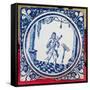 Tile Depicting a Bassoonist, 1706 (Faience)-French-Framed Stretched Canvas