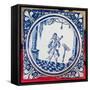 Tile Depicting a Bassoonist, 1706 (Faience)-French-Framed Stretched Canvas