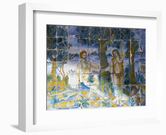 Tile Depicting Adam and Eve in Paradise-null-Framed Giclee Print