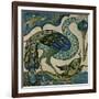 Tile Design of Heron and Fish, by Walter Crane-Walter Crane-Framed Giclee Print