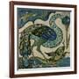 Tile Design of Heron and Fish, by Walter Crane-Walter Crane-Framed Giclee Print