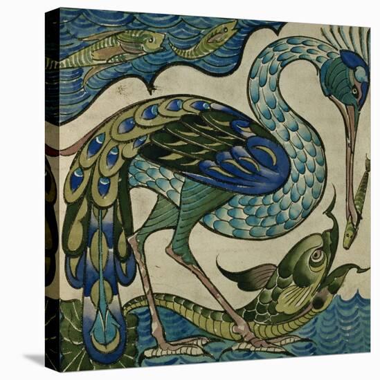 Tile Design of Heron and Fish, by Walter Crane-Walter Crane-Stretched Canvas