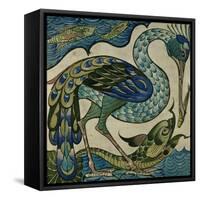 Tile Design of Heron and Fish, by Walter Crane-Walter Crane-Framed Stretched Canvas