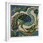 Tile Design of Heron and Fish, by Walter Crane-Walter Crane-Framed Giclee Print