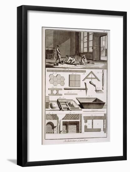 Tile-laying, from Diderot's 'Encyclopedie', 1751-72-null-Framed Giclee Print