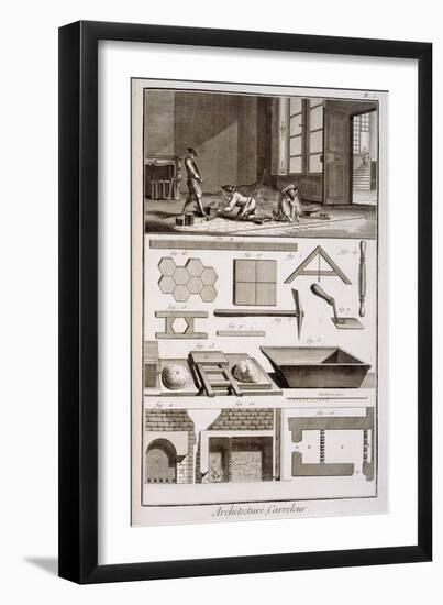 Tile-laying, from Diderot's 'Encyclopedie', 1751-72-null-Framed Giclee Print