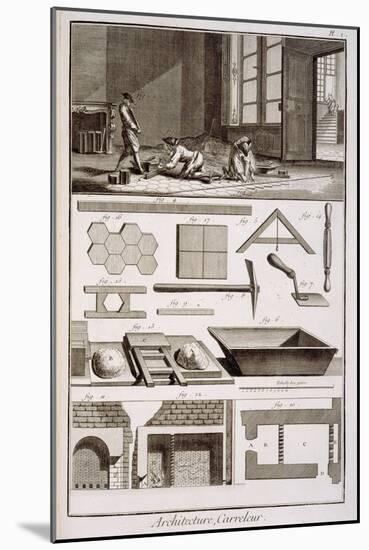 Tile-laying, from Diderot's 'Encyclopedie', 1751-72-null-Mounted Giclee Print