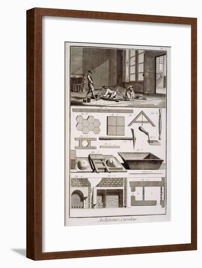 Tile-laying, from Diderot's 'Encyclopedie', 1751-72-null-Framed Giclee Print