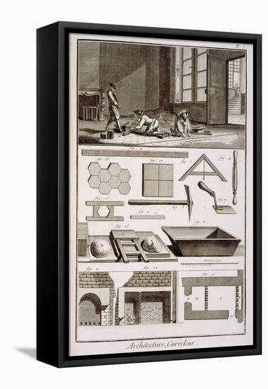Tile-laying, from Diderot's 'Encyclopedie', 1751-72-null-Framed Stretched Canvas