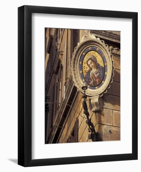 Tile Mosaic on Street Corner at Campo de Fiori, Rome, Italy-Connie Ricca-Framed Photographic Print