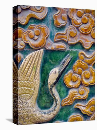 Tile Mural of Swans and Clouds in Forbidden City, Beijing, China-Janis Miglavs-Stretched Canvas