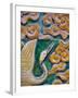 Tile Mural of Swans and Clouds in Forbidden City, Beijing, China-Janis Miglavs-Framed Photographic Print