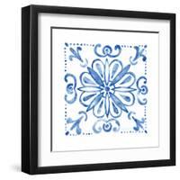 Tile Stencil IV Blue-Anne Tavoletti-Framed Art Print