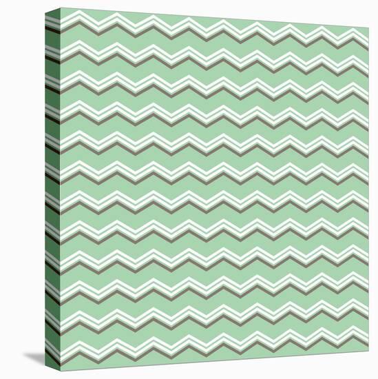 Tile Vector Pattern with Brown and White Zig Zag Print on Green Background-IngaLinder-Stretched Canvas