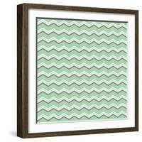 Tile Vector Pattern with Brown and White Zig Zag Print on Green Background-IngaLinder-Framed Art Print