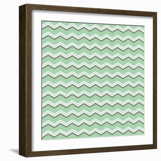 Tile Vector Pattern with Brown and White Zig Zag Print on Green Background-IngaLinder-Framed Art Print