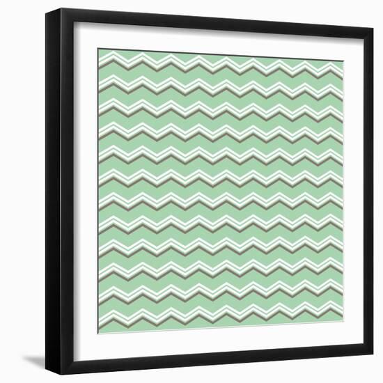 Tile Vector Pattern with Brown and White Zig Zag Print on Green Background-IngaLinder-Framed Art Print