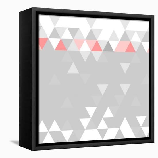 Tile Vector Pattern with Flat Surface Grey, Pink and White Triangle Background-IngaLinder-Framed Stretched Canvas