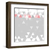 Tile Vector Pattern with Flat Surface Grey, Pink and White Triangle Background-IngaLinder-Framed Art Print